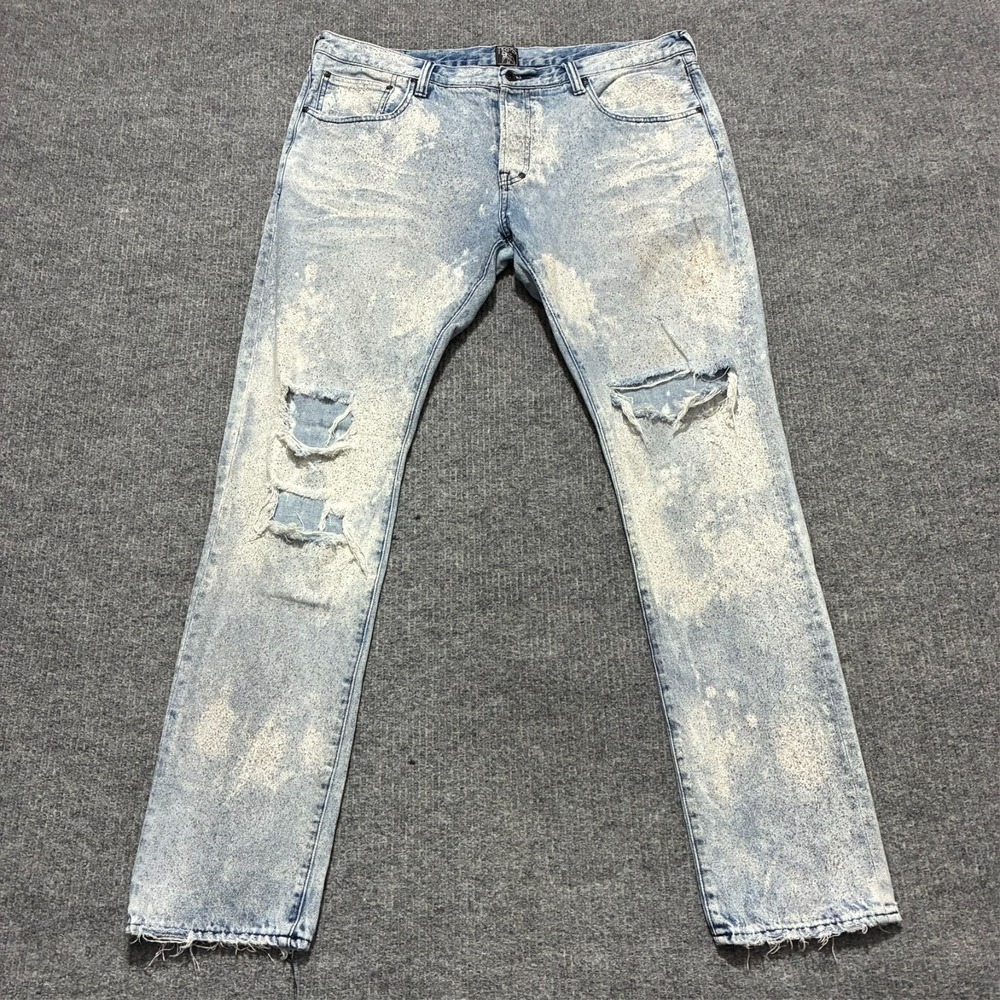 PRPS Skinny Jeans Mens Size 40 Distressed‎ Light Wash Denim Bleached Button Fly